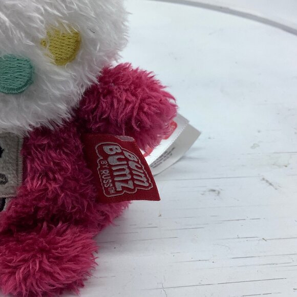 Zack Gumball Machine Bum Bumz Plush Russ 5” Pink & White Fuzzy Stuffed Toy - Picture 4 of 6